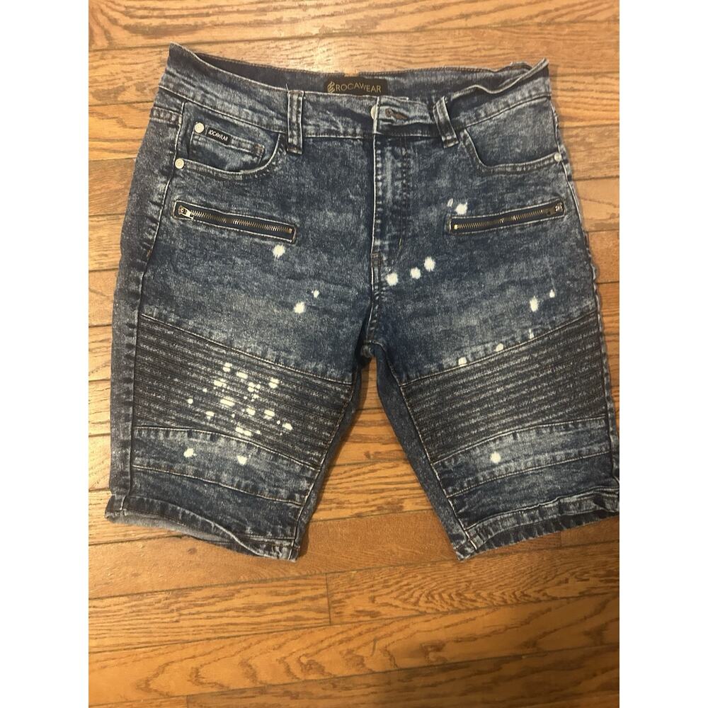 Vintage Rocawear Jean Shorts Stretch 32 Waist Acid Wash